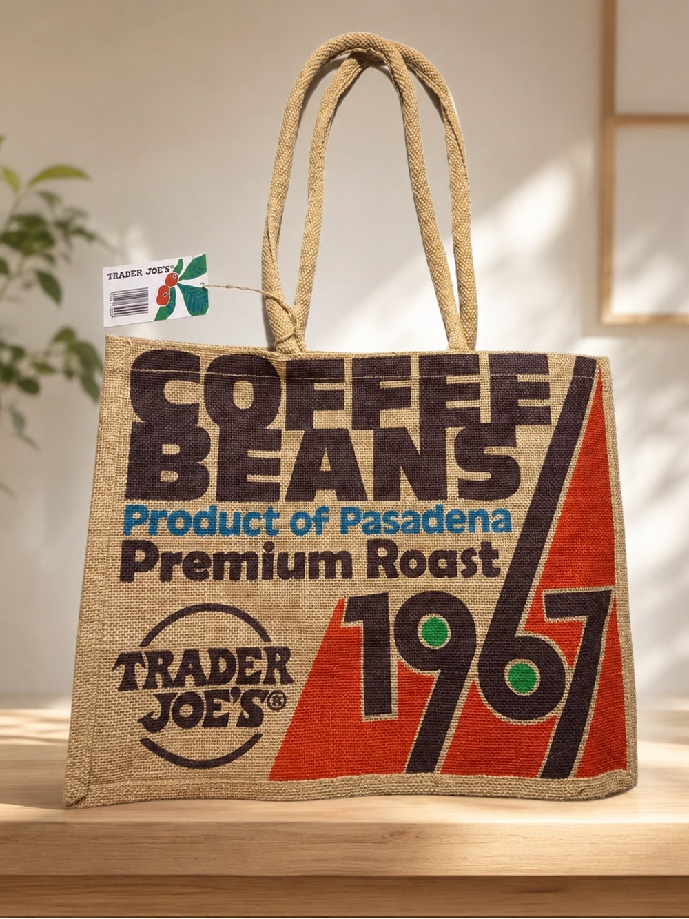 Trader Joe's Jute Burlap Tote Bag-NWT